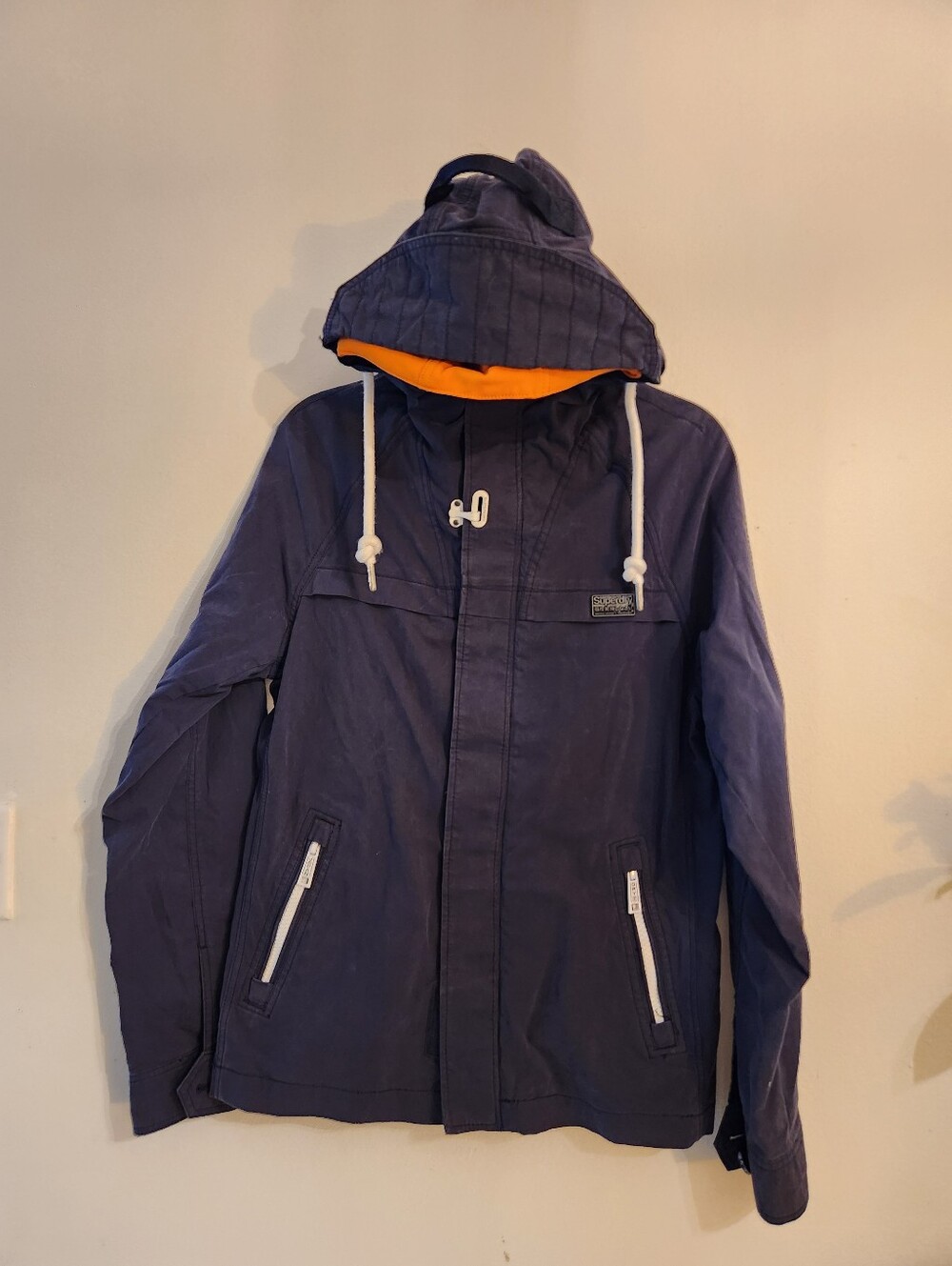 Superdry North Sea Project Blue Hooded Winter Jacket Size Small